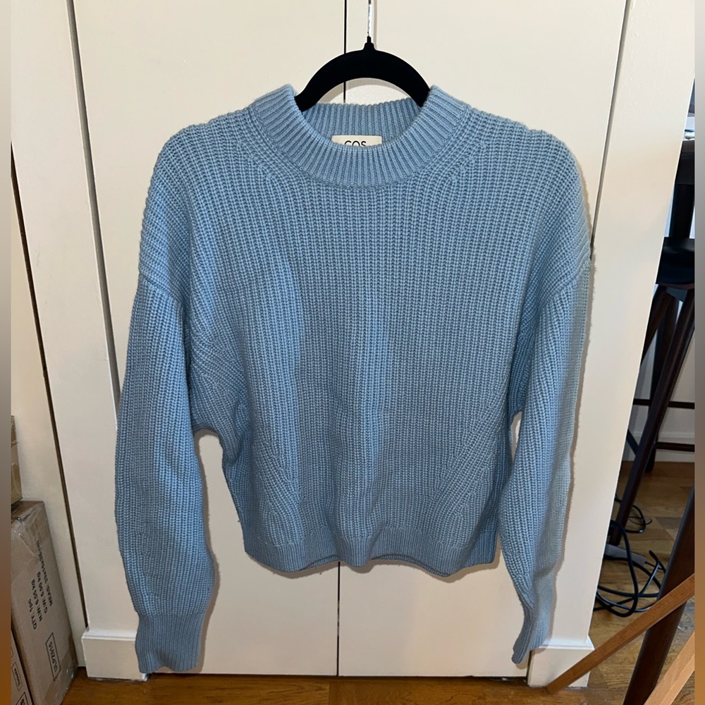 COS Light Blue Cashmere & Wool Crewneck Sweater